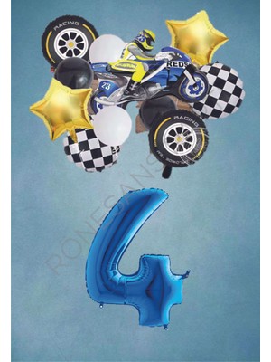Rönesans Parti Motorsiklet Mavi Temalı Doğum Günü Seti Yaş-4
