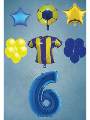 Rönesans Parti Taraftar Sarı Lacivert Doğum Günü Balon Seti Yaş-6