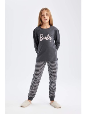 DeFacto Kız Çocuk Barbie Uzun Kollu Pijama Takımı D6060A824AU