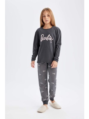 DeFacto Kız Çocuk Barbie Uzun Kollu Pijama Takımı D6060A824AU