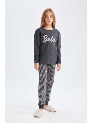 DeFacto Kız Çocuk Barbie Uzun Kollu Pijama Takımı D6060A824AU