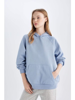 DeFacto Oversize Fit Kapüşonlu Kalın Kumaş Sweatshirt C7805AX24WN