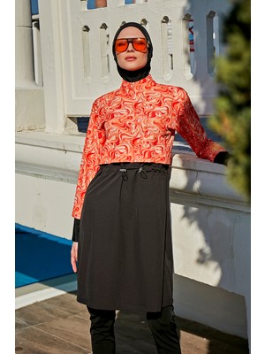 Remsa Mayo Remsa Tam Kapalı Tesettür Mayo R107 Melis Paraşüt Spor Likra Kumaşlı Uzun Kol Kadın