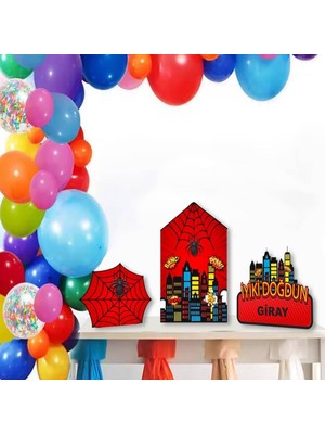 Kidspartim Spider Temalı Ayaklı Pano Seti Kişiye Özel 3 Lü