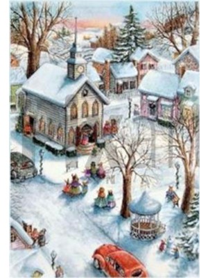 Pix Art Sanat Renkli Şirin Kasabada Kış Pixart Elmas Mozaik Tablo Diamond Türkiye  Sanat  46 x 66 cm