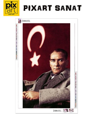 Atatürk ve Bayrak PixArt Sanat Elmas Mozaik Diamond Türkiye 40*60