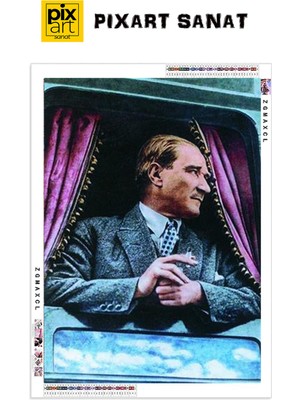 Atatürk  PixArt Sanat Elmas Mozaik Tablo Diamond Türkiye 40*55