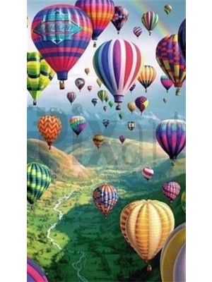 Pix Art Sanat Uçan Balon Manzarası Pixart  Sanat Elmas Mozaik Tablo Diamond Türkiye  30 x 56 cm