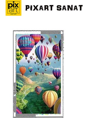 Pix Art Sanat Uçan Balon Manzarası Pixart  Sanat Elmas Mozaik Tablo Diamond Türkiye  30 x 56 cm