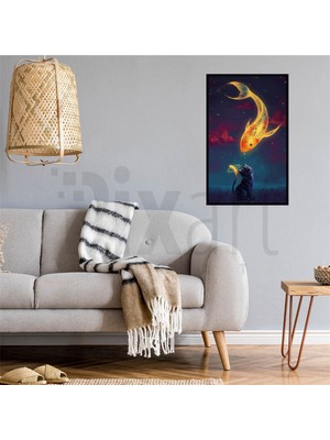 PixArt Koi Baligi Ve Kedi 40 x 60 Elmas Mozaik Tablo