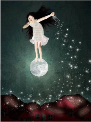 PixArt Yildiz Dagitan Kiz 43 x 68 Elmas Mozaik Tablo