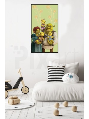 Shrek ve Ailesi PixArt Sanat Elmas Mozaik Tablo Diamond Türkiye 40*60