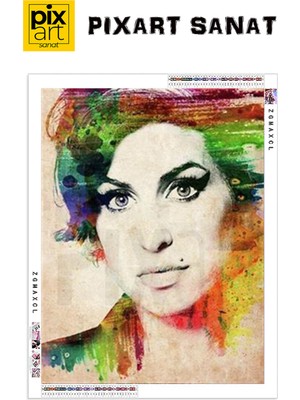 Pix Art Sanat Amy Winehouse Pixart Sanat  Elmas Mozaik Tablo Diamond Türkiye 41 x 53 cm