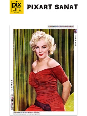 PixArt Kirmizi Elbiseli Marilyn Monroe 40 x 60 Elmas Mozaik Tablo