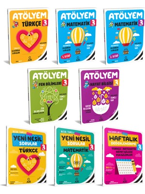 Arı Yayıncılık Arı Yayınları 3. Sınıf Atölyem Türkçe - Atölyem Matematik - Atölyem Fen Bilimleri - Atölyem Hayat Bilgisi 8'li Set