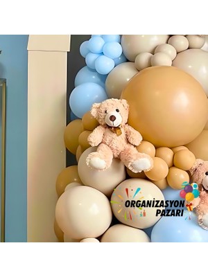 Organizasyon Pazarı Balon Seti Deniz Kumu-Fındık-Makaron Mavi 100 Lü Balon Zinciri Seti