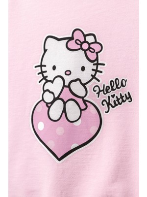 Minipodyum Hello Kitty Uzun Kollu  Pamuk Alt Üst Kız Çocuk Ikili Taytlı Takım 2-5 Yaş