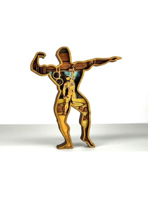 Wood-X Ahşap Mdf Çok Katmanlı Fitness Temalı Atlet Dekoratif Obje