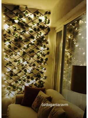 Dogant Yapay  Ahşap Akordiyonlu LED Pilli Çit