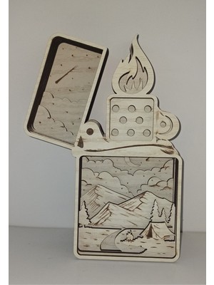Wood-X Ahşap Mdf Çok Katmanlı Zippo Dekoratif Obje