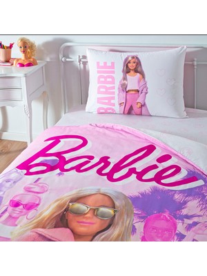 Taç Lisanslı Barbie Pink Power Tek Kişilik Pamuk Nevresim Takımı