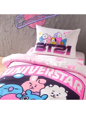 Taç Lisanslı Bt21 Universtar Pamuk Tek Kişilik Nevresim Takımı