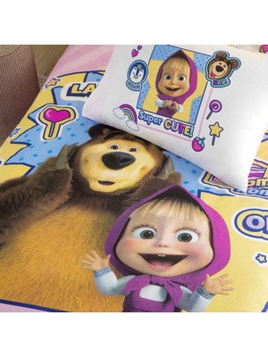 Taç Lisanslı Masha & The Bear Super Cute Pamuk Tek Kişilik Nevresim Takımı