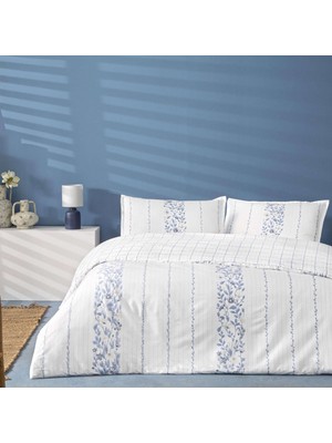 Linens Allday Pearl Pamuk Saten Çift Kişilik Nevresim Takımı Mavi