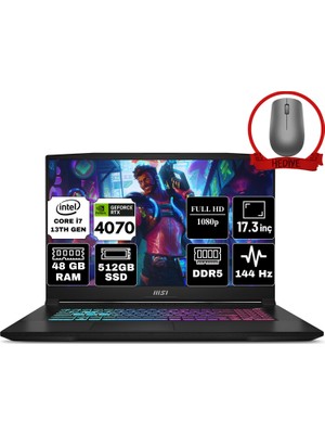 Msı Katana 17 Intel Core I7 13620H 48GB 512GB SSD RTX4070/8GB Freedos 17.3" Fhd 144Hz Taşınabilir Bilgisayar B13VGK-1287XTR & Anzar Mouse B13VGK1287XTRA21