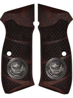 Cz75 Sarı Metal Yılan Derili Kurt Temalı Ceviz Ağacı Tabanca Kabzesi