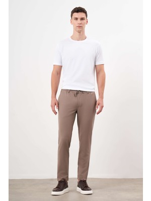 Morven  Erkek Kahve Poliviskon Trend Ipli Jogger Slim Fit Spor Pantolon