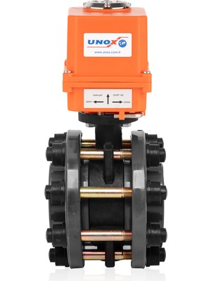 Unox Ø75 220V Ac Elektrik Aktüatörlü U-Pvc Takım Kelebek Vana Asit Için