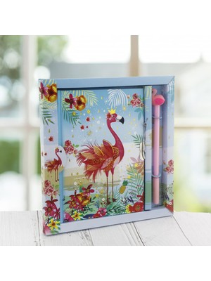 Mutlu Adım 13 x 18 cm Flamingo Anı Defteri ve Kalem Seti