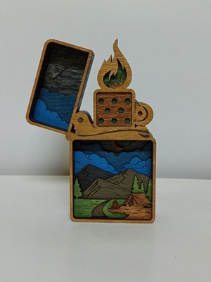 Wood-X Ahşap Mdf Çok Katmanlı Zippo Dekoratif Obje