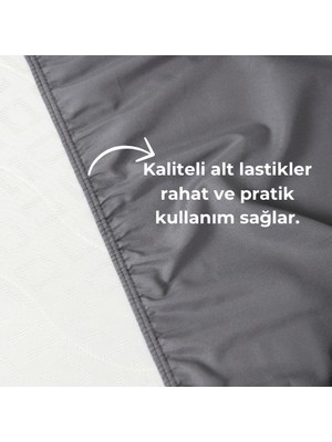 Rozet Tekstil Antrasit Lastikli Çarşaf Takımı Fitted Pamuklu Dokuma Kumaş Yastık Kılıflı