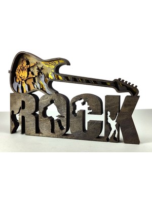 Wood-X Ahşap Mdf Çok Katmanlı Elektro Gitar Rock Dekoratif Obje