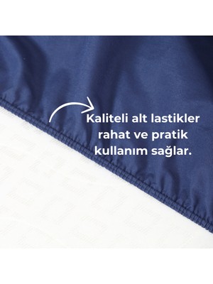 Rozet Tekstil Lacivert Lastikli Çarşaf Takımı Fitted Pamuklu Dokuma Kumaş Yastık Kılıflı