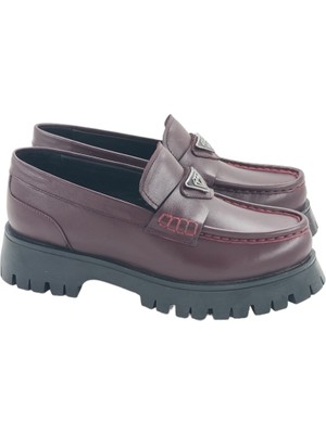 Milonek Shoes 26252105 Günlük Loafer Bordo Tokalı