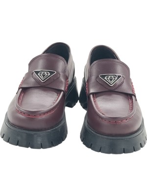 Milonek Shoes 26252105 Günlük Loafer Bordo Tokalı