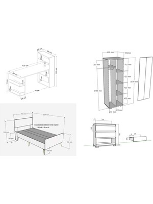 Demonte Decor Valens Çocuk Genç Odası (B-L-P-S) Beyaz-Beyaz