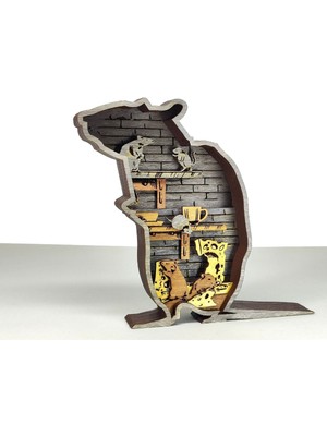 Wood-X Ahşap Mdf Çok Katmanlı Fare Dekoratif Obje