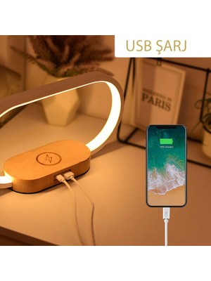 UmoTech Kablosuz Şarj Cihazı Gece Lambası Masa Lambası LED Masa Lambası Başucu 10W Kablosuz Şarj USB Type-C