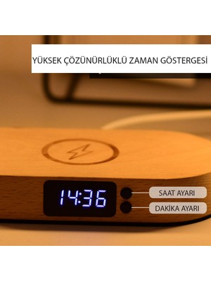 UmoTech Kablosuz Şarj Cihazı Gece Lambası Masa Lambası LED Masa Lambası Başucu 10W Kablosuz Şarj USB Type-C