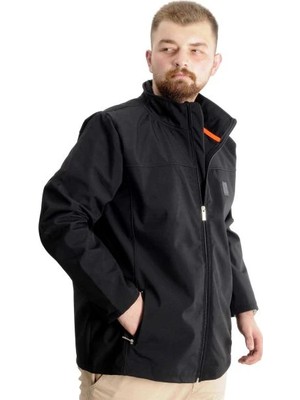 Superxl Büyük Beden Erkek Mont Waterproof Softshell 21232 Siyah