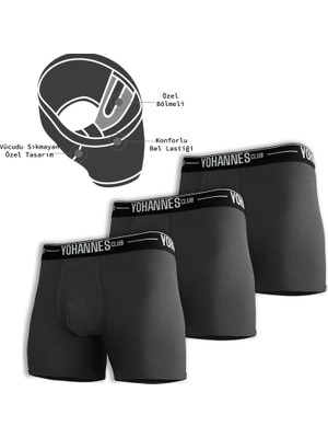 Yohannes Club Yohannesclub,erkek, Özel Bölmeli Pamuklu Boxer,antrasit, 3'lü Paket