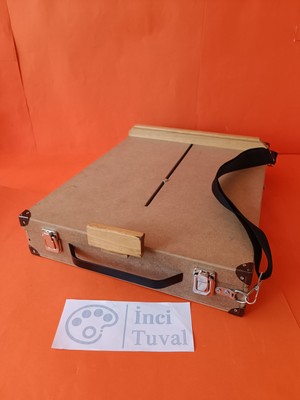 İnci Tuval Ahşap Çantalı Şövale Tuval Resim Masaüstü 35X50CM Tuval Çekmeceli