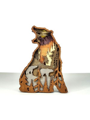 Wood-X Ahşap Mdf Çok Katmanlı Doğa Temalı Ayı Dekoratif Obje