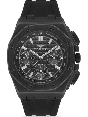 Ferro Quartz Silikon Siyah 43 mm Fonksiyonları Aktif Erkek Kol Saati