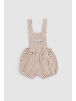 Little Gusto Organik Pamuk Müslin Bebek Bej Bloomerlı Şort Salopet