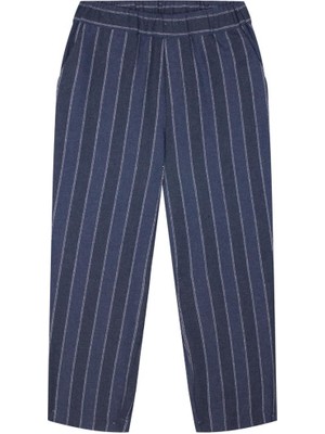 Antebies Lacivert Çizgili Lastikli Yandan Cepli Erkek Çocuk Pantolon